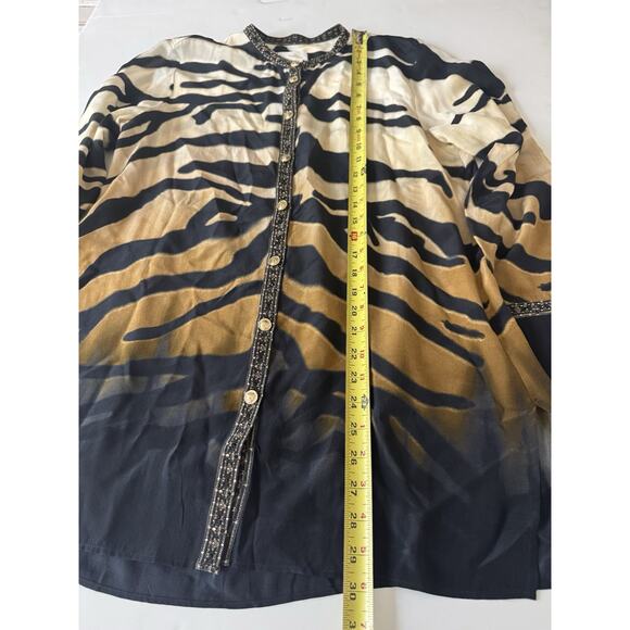 Camilla Silk Blouse Shirt Tame My Tiger Animal Print Button Down $599 S - Picture 13 of 16